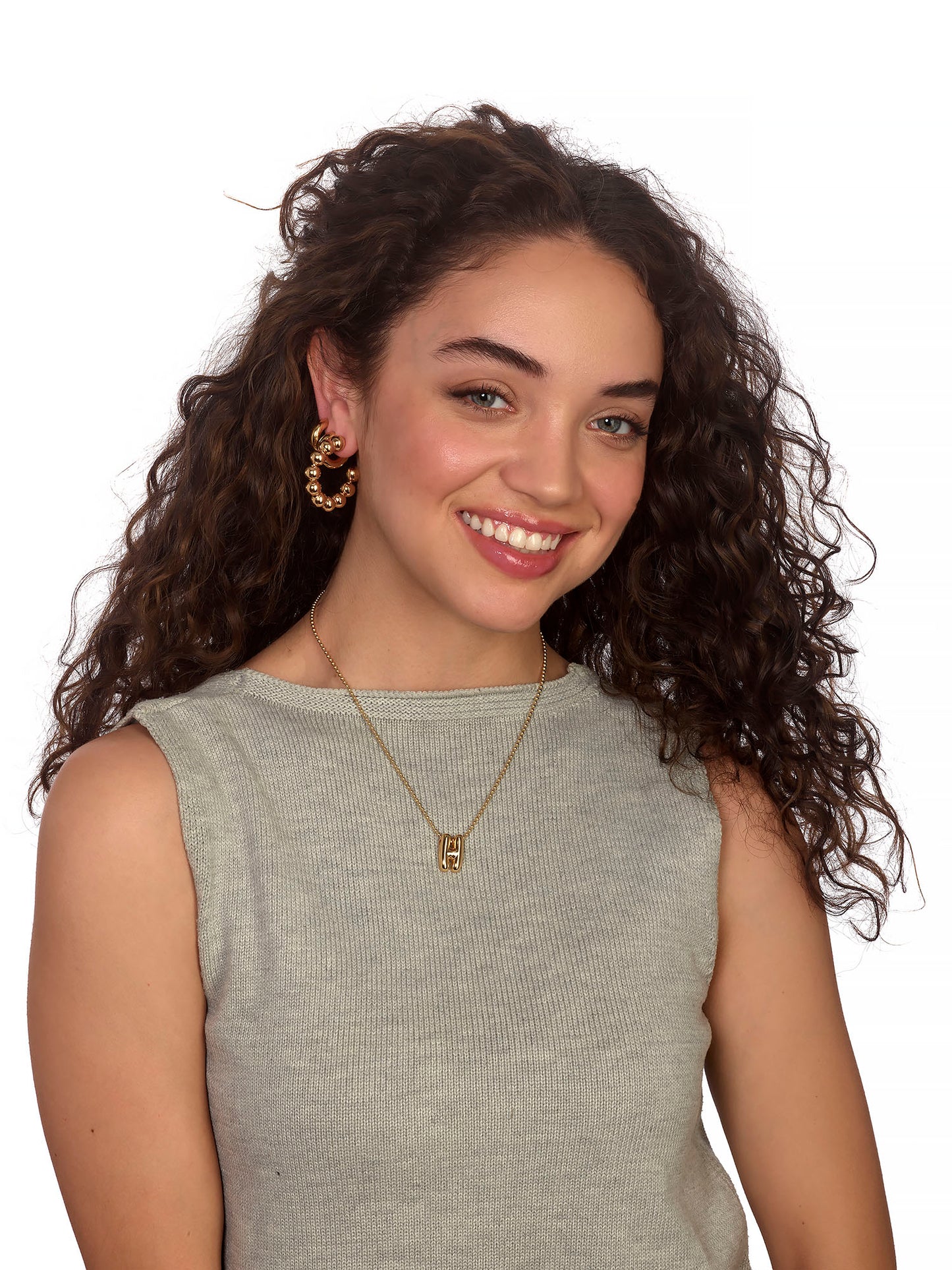 Golden Bead Hoop Earrings