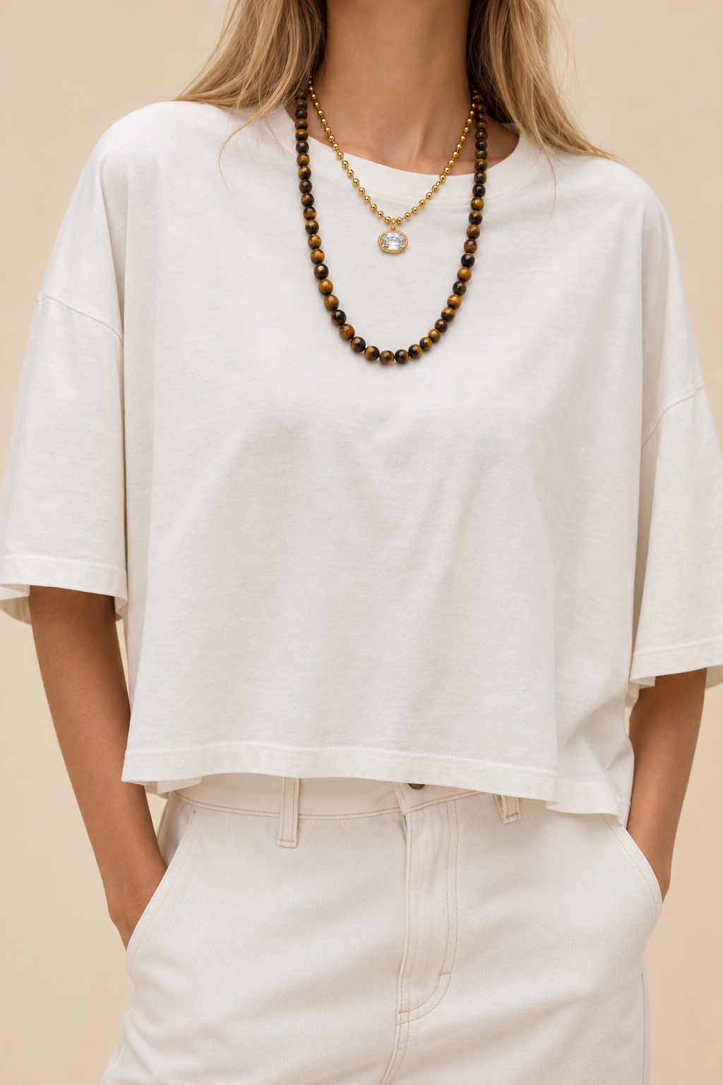 Vintage Oval Drop Necklace