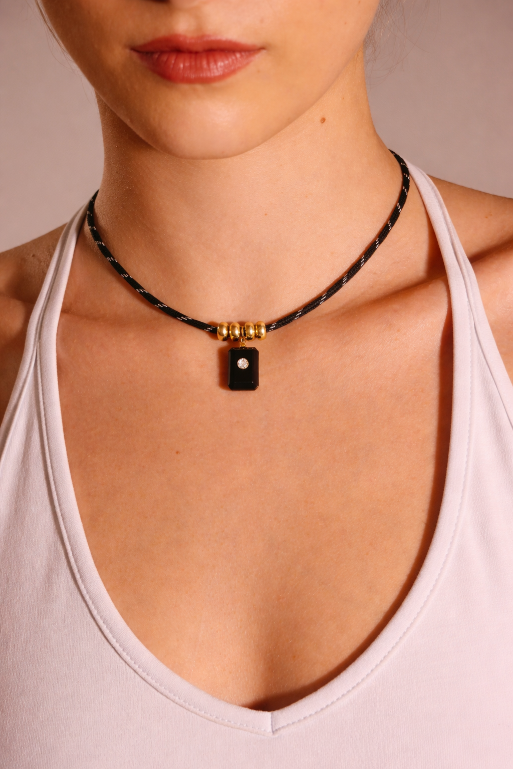 Midnight Stone Paracord Necklace
