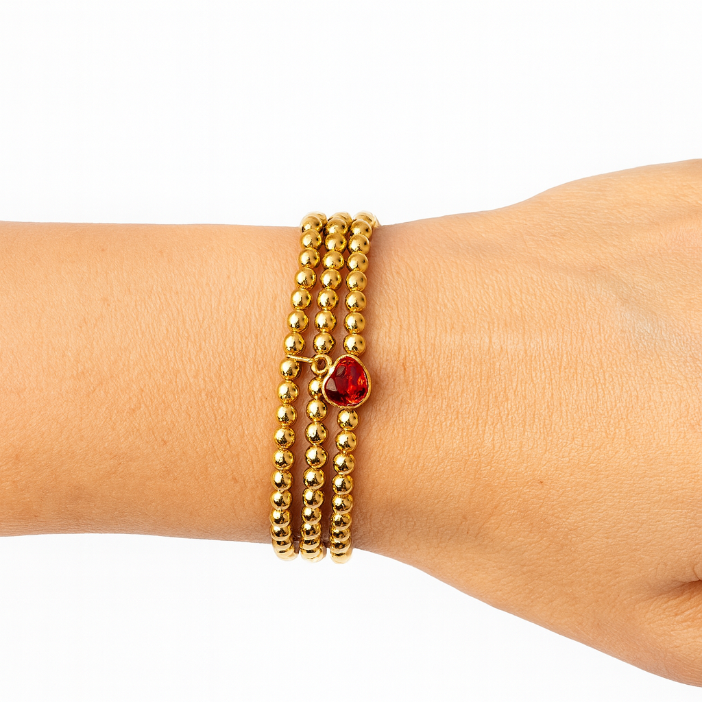 Heart Charm Beaded Bracelet Set