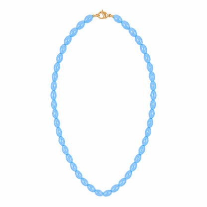 Sky Blue Oval Bead Necklace