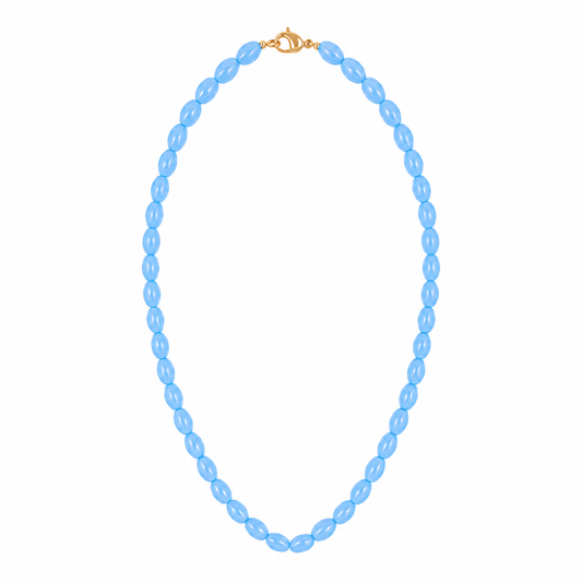 Sky Blue Oval Bead Necklace