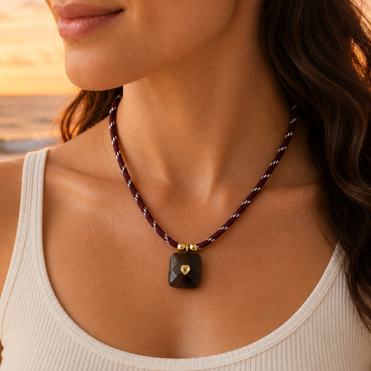 Slate Cord Necklace- Brown