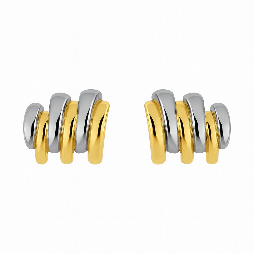 Interlocking Mixed Metal Stud Earrings