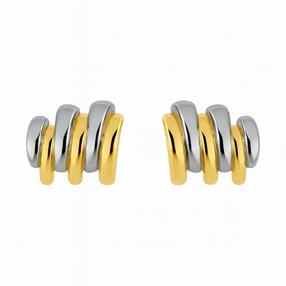 Interlocking Mixed Metal Stud Earrings