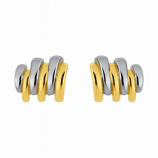 Interlocking Mixed Metal Stud Earrings