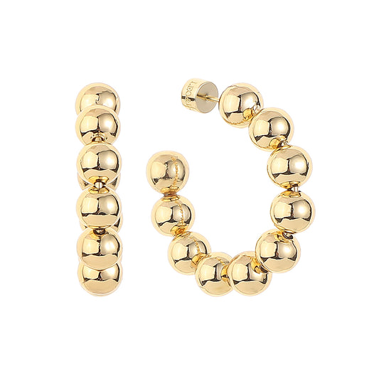 Golden Bead Hoop Earrings