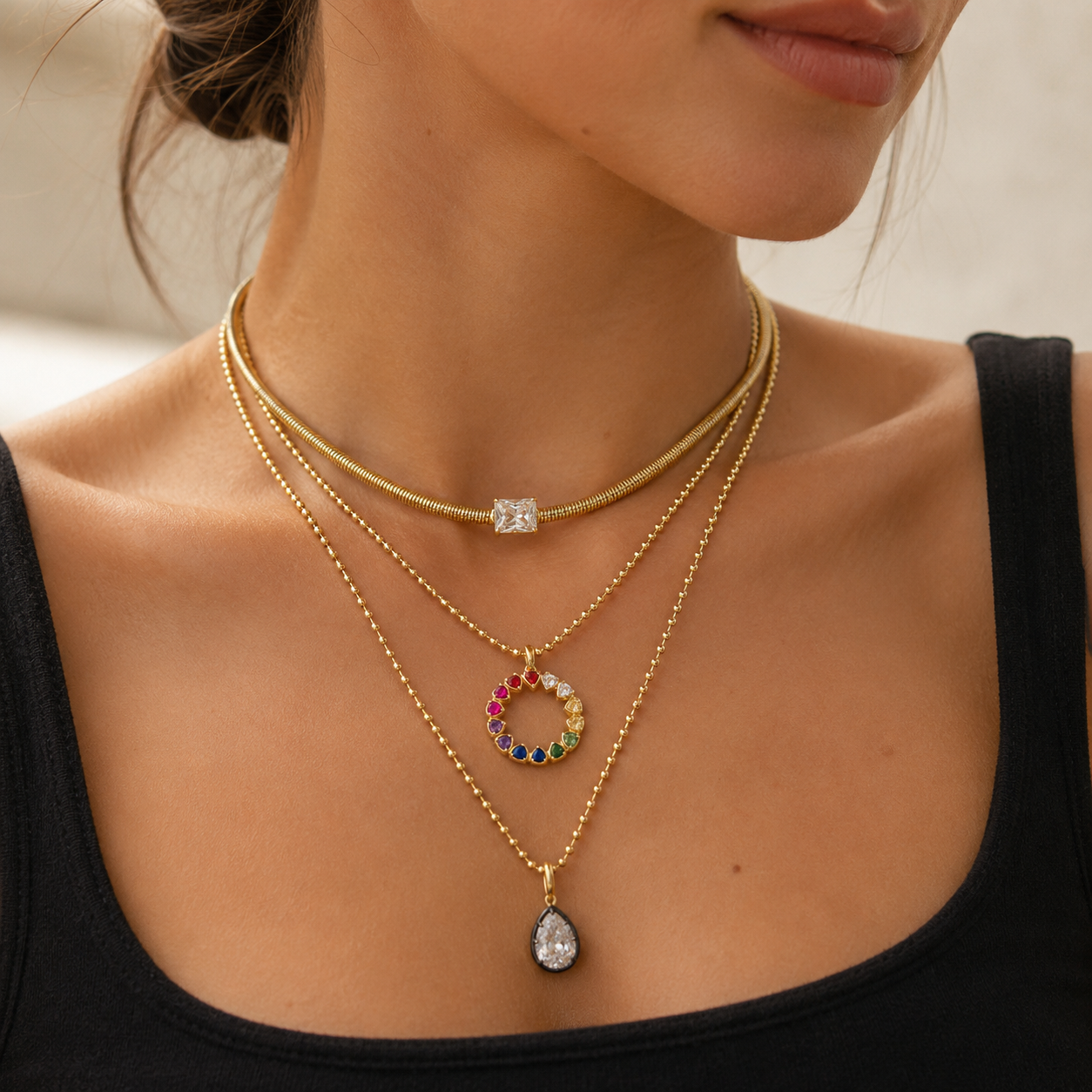 Rainbow Halo Necklace