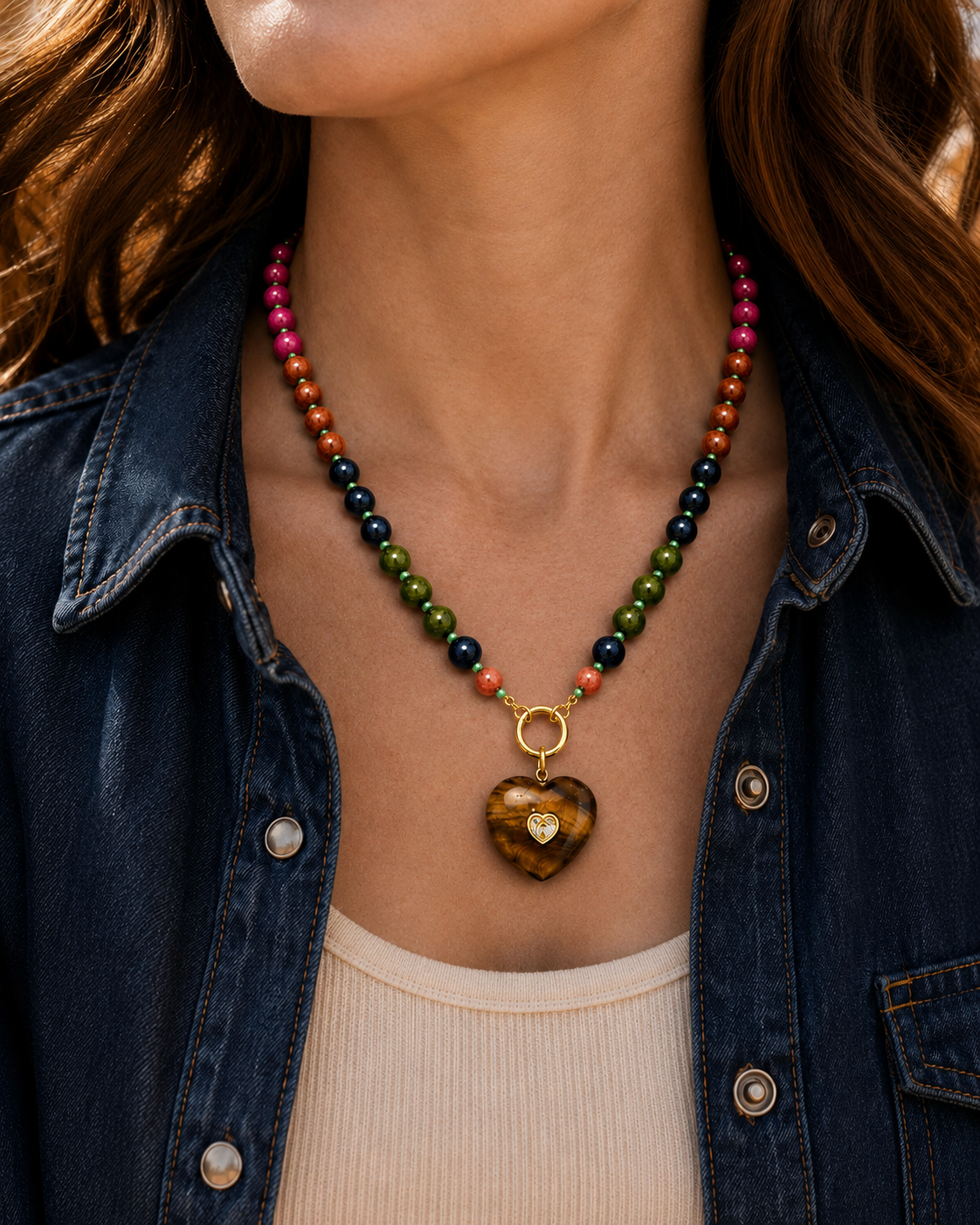 Tiger Muse Heart Neckace