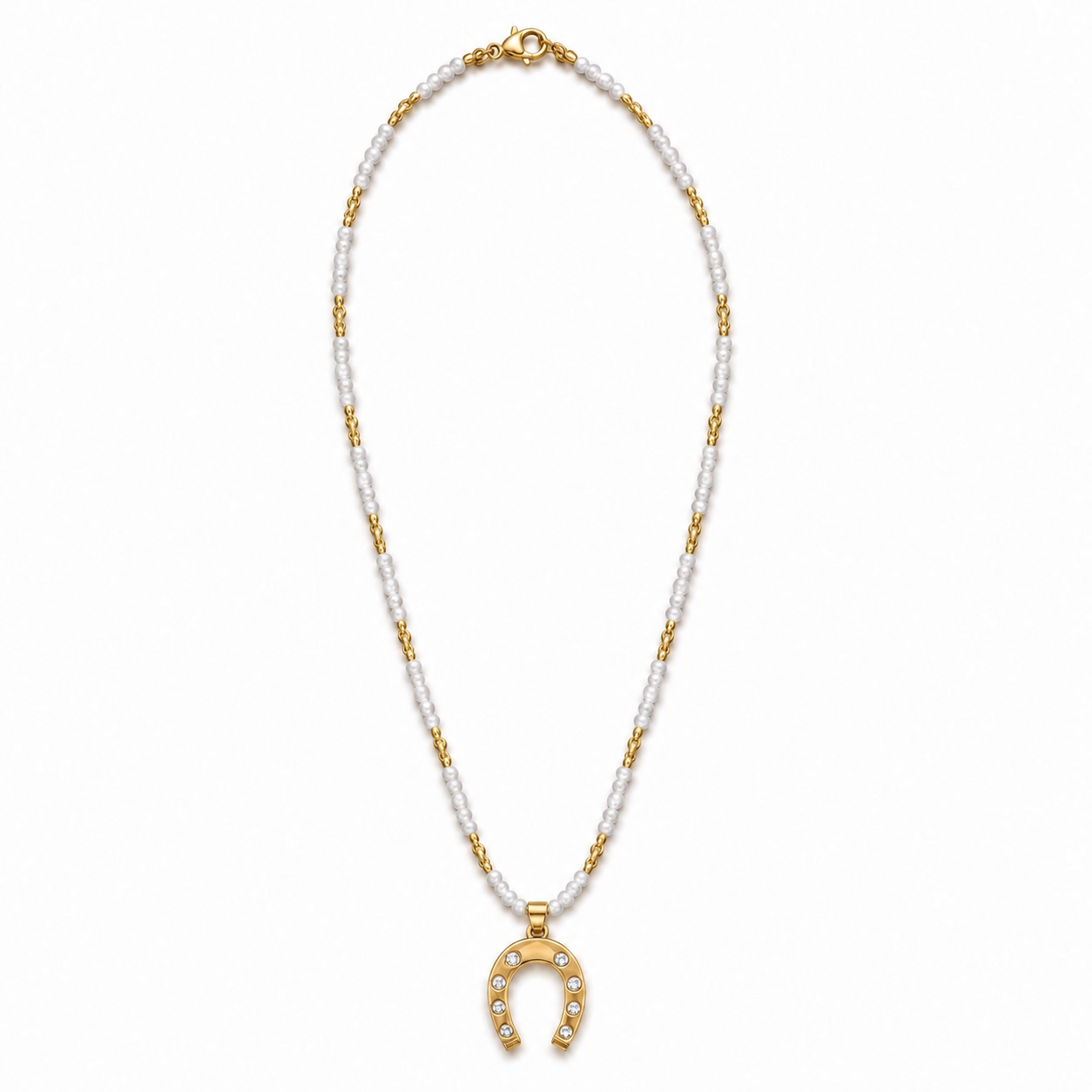 Lucky Pearl Horseshoe Necklace