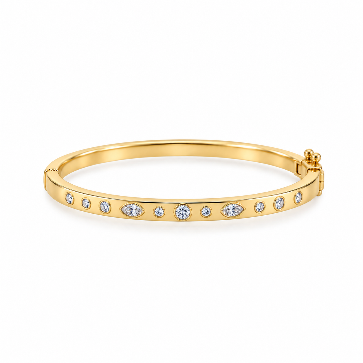 Multi Stone Hinged Bangle