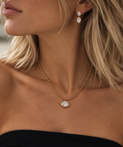 Vintage Oval Drop Necklace