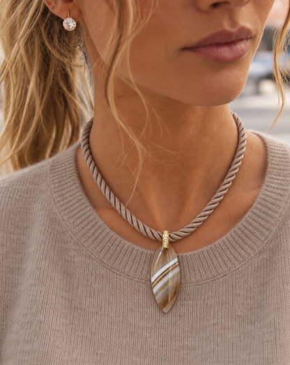Agate Aura Cord Necklace