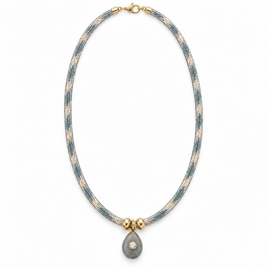 Slate Pear Cord Necklace