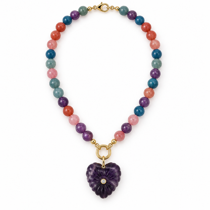 Amethyst Heart Stone Necklace