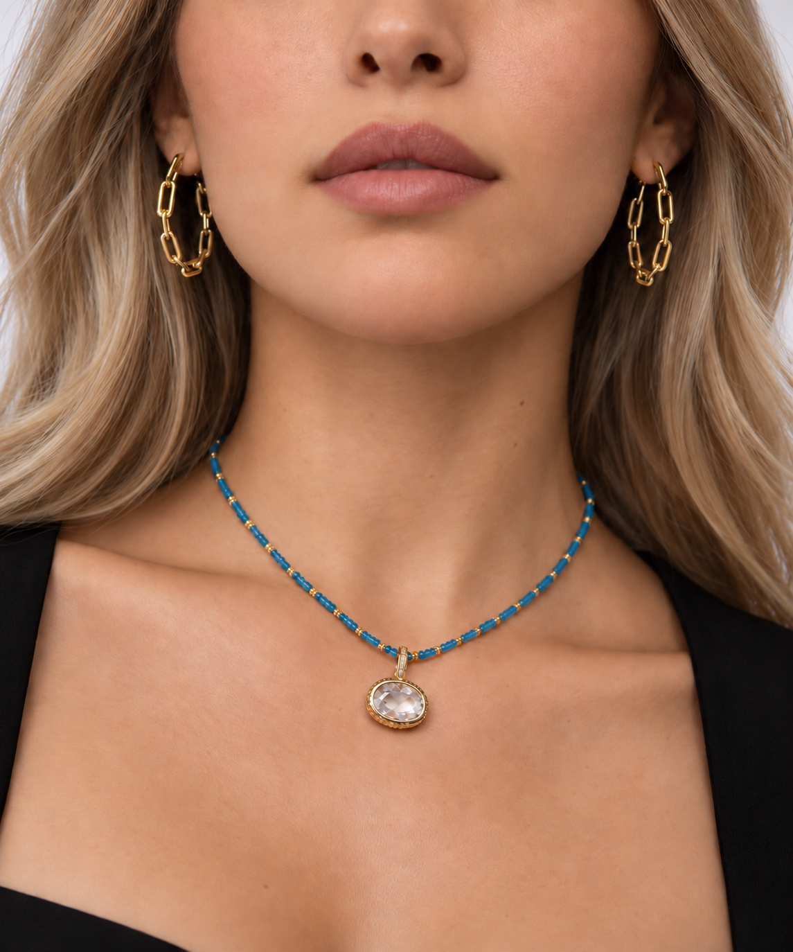 Baby Blue Crystal Beaded Necklace