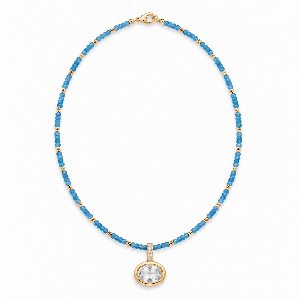Baby Blue Crystal Beaded Necklace