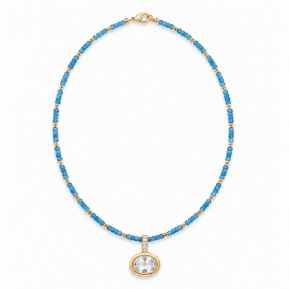 Baby Blue Crystal Beaded Necklace