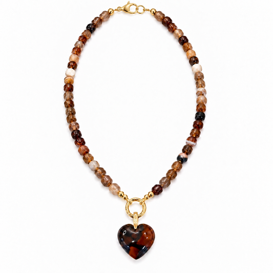 Mahogany Obsidian Heart Necklace