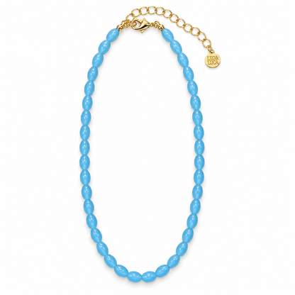 Sky Blue Oval Bead Necklace