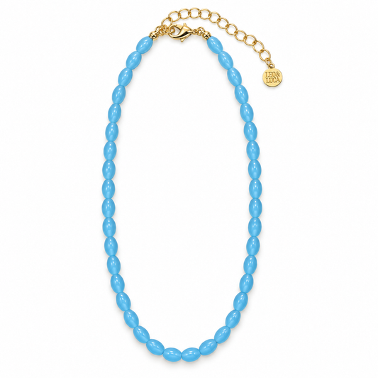 Sky Blue Oval Bead Necklace