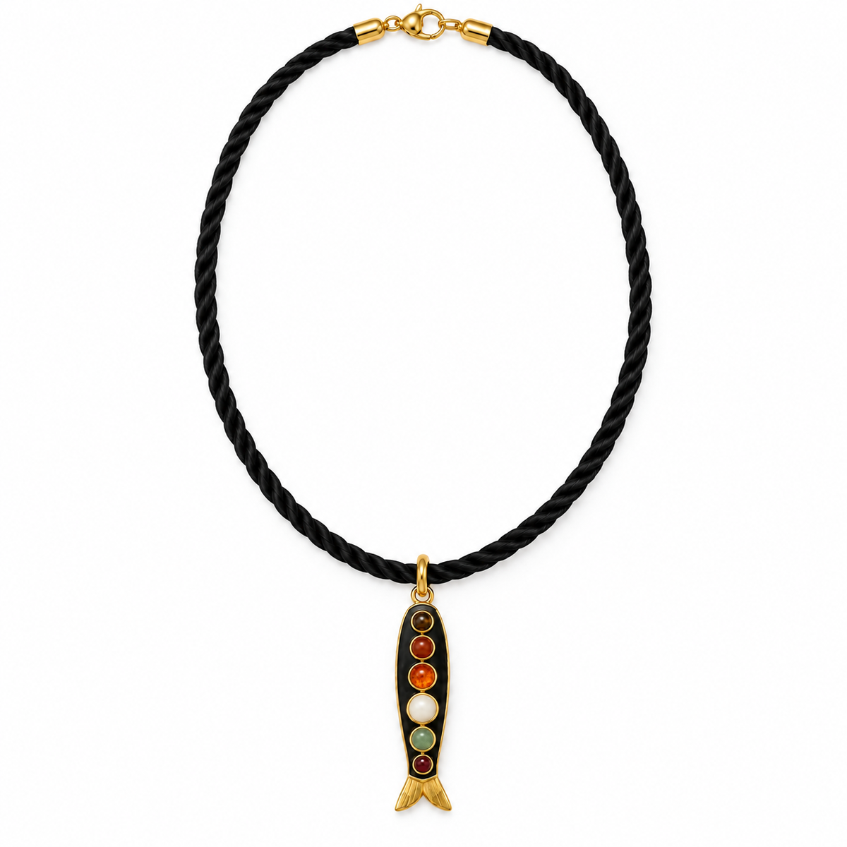 Mosaic Gemstone Fish Necklace