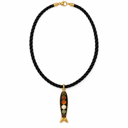 Mosaic Gemstone Fish Necklace