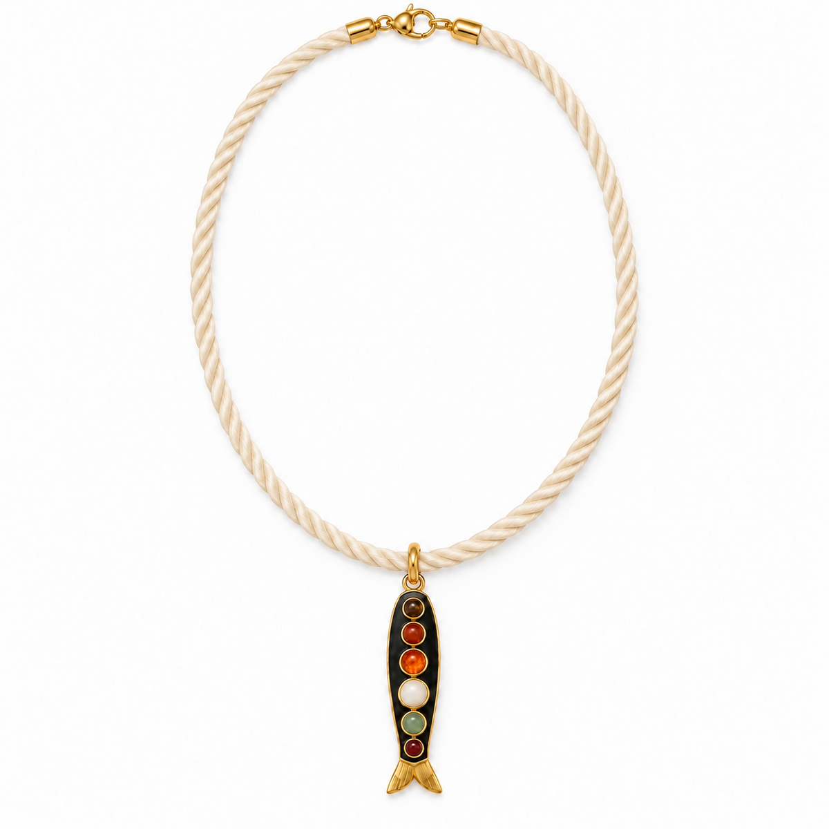 Mosaic Gemstone Fish Necklace