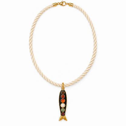 Mosaic Gemstone Fish Necklace
