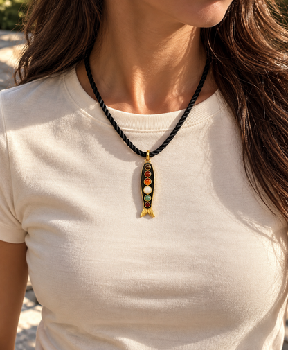 Mosaic Gemstone Fish Necklace