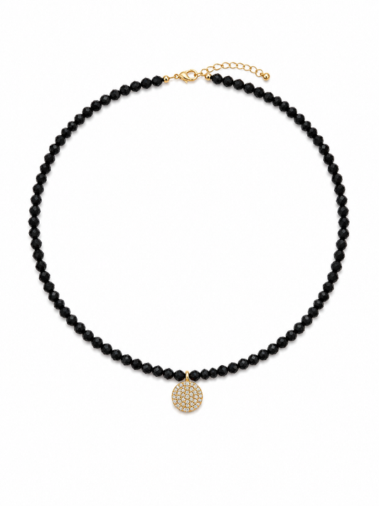Noir Pave Beaded Necklace