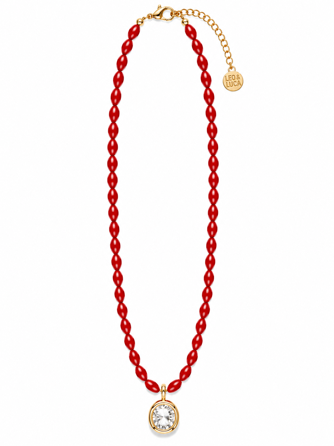 Ruby Oval Bead Necklace