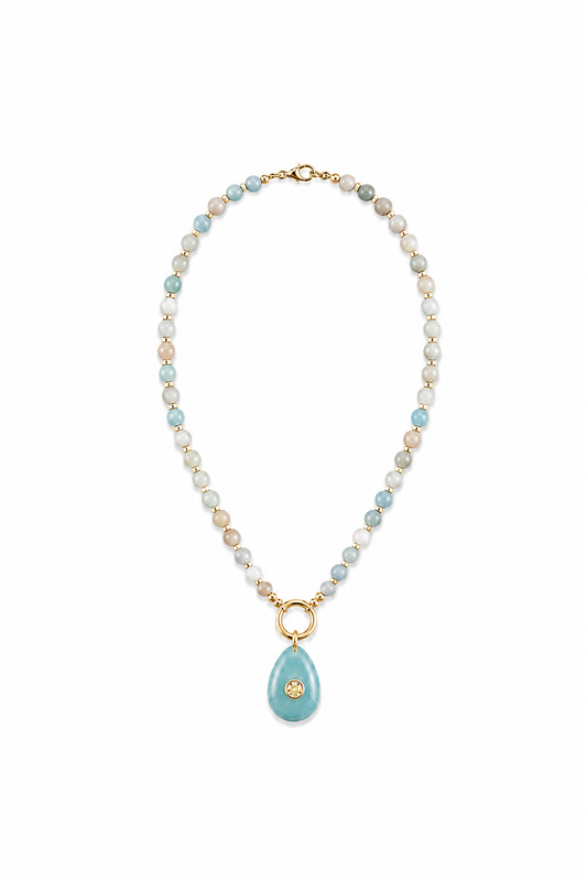 Seafoam Drop Beaded Necklace