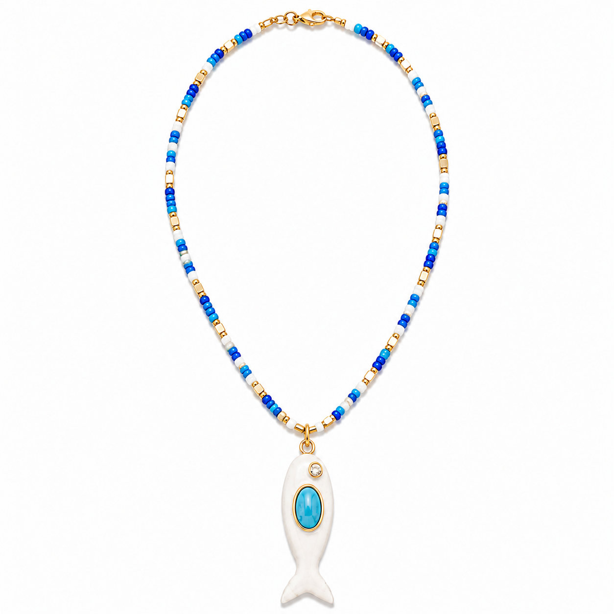 Azure Fish Beaded Necklace