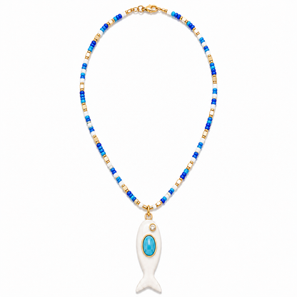 Azure Fish Beaded Necklace