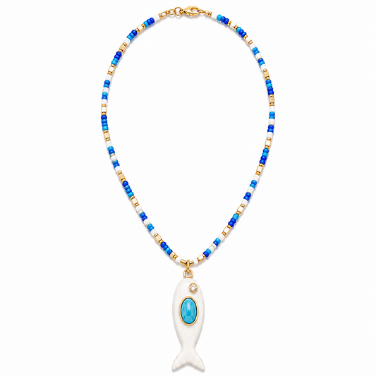 Azure Fish Beaded Necklace