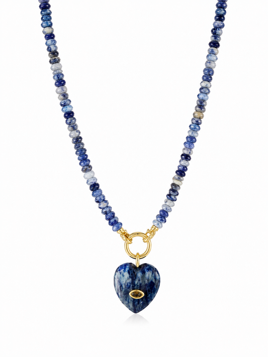 Blue Jean Heart Pendant Necklace