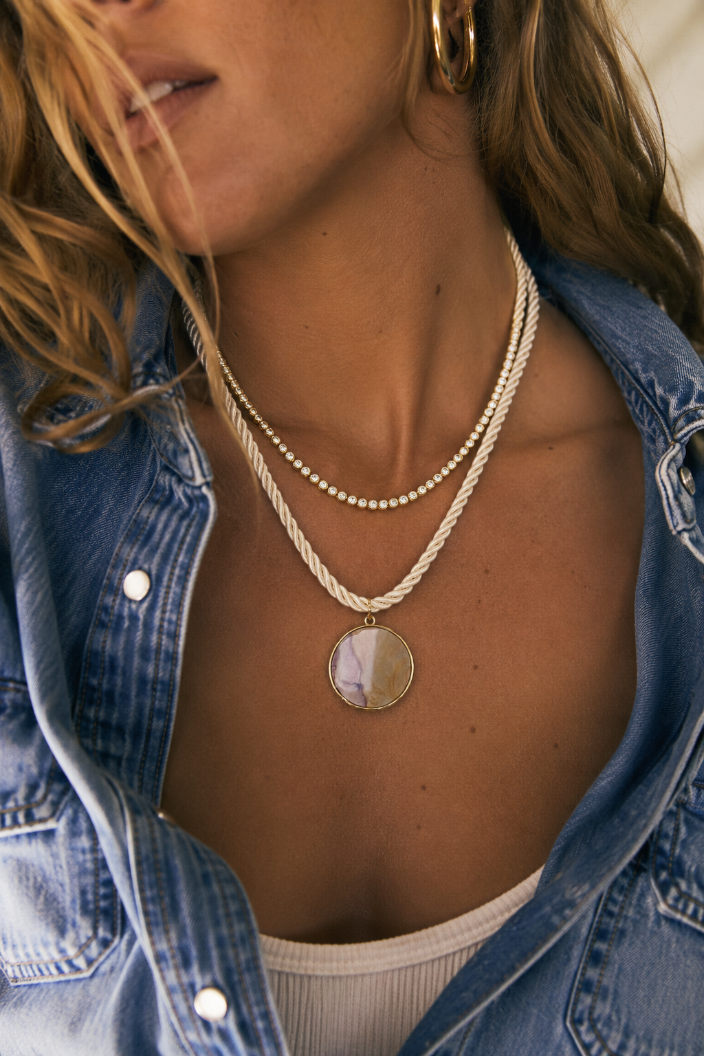 Marble Medallion Rope Necklace