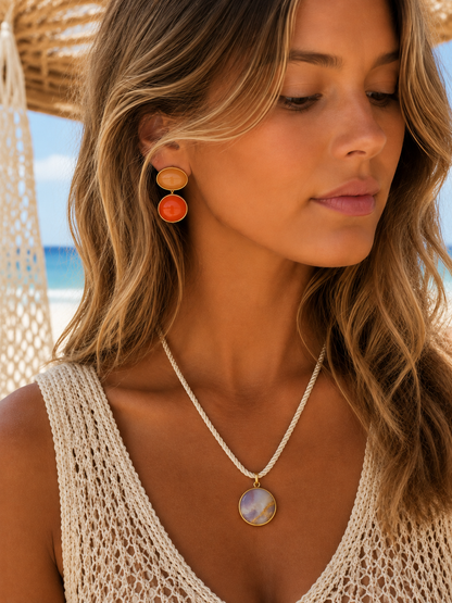 Sunset Cabochon Drop Earrings