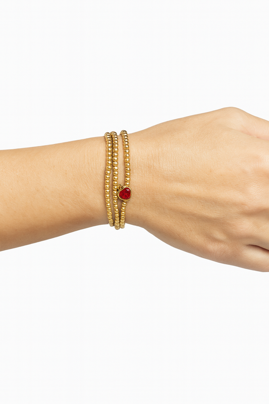 Heart Charm Beaded Bracelet Set