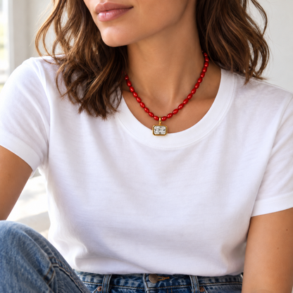Scarlet Keepsake Beaded Necklace